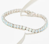 Affinity Gems Sterling Silver Ethiopian Opal Cushion Cut Tennis Bracelet 7-1/4"